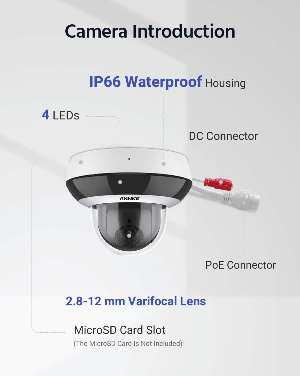 4MP PoE IP PTZ Dome Security Camera with 4X Optical Zoom J338