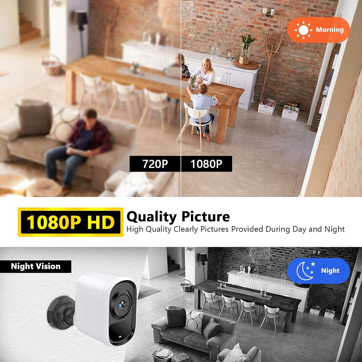 Wireless Outdoor Security Camera 1080P HD Night Vision Waterproof U2117