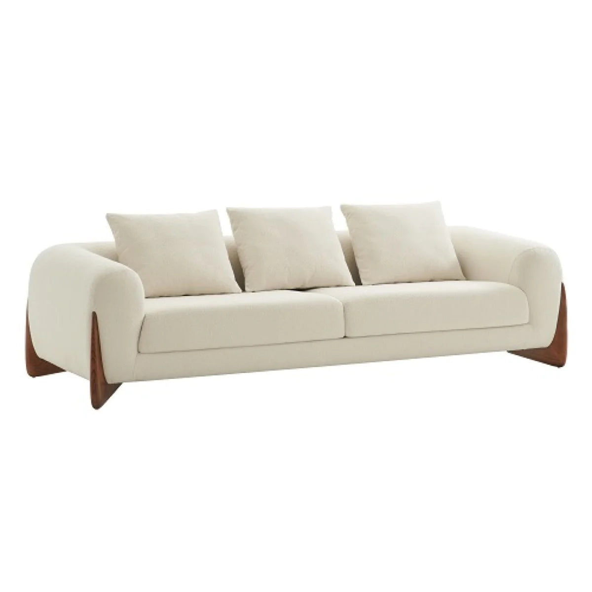 Cream Fabric Walnut Wood Sofa V558751