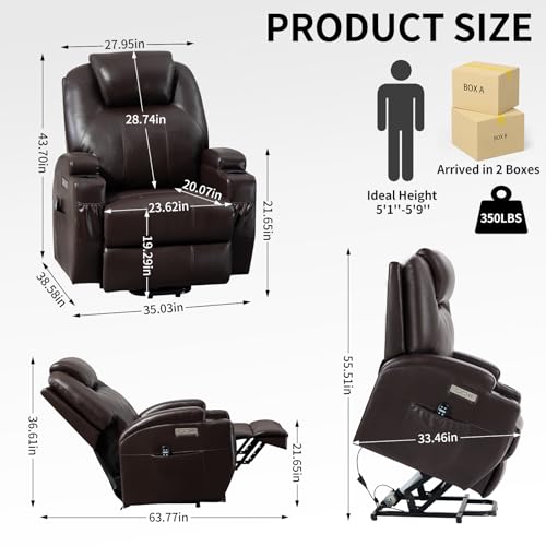Black Power Lift Recliner Chair with Heat and Massage E501