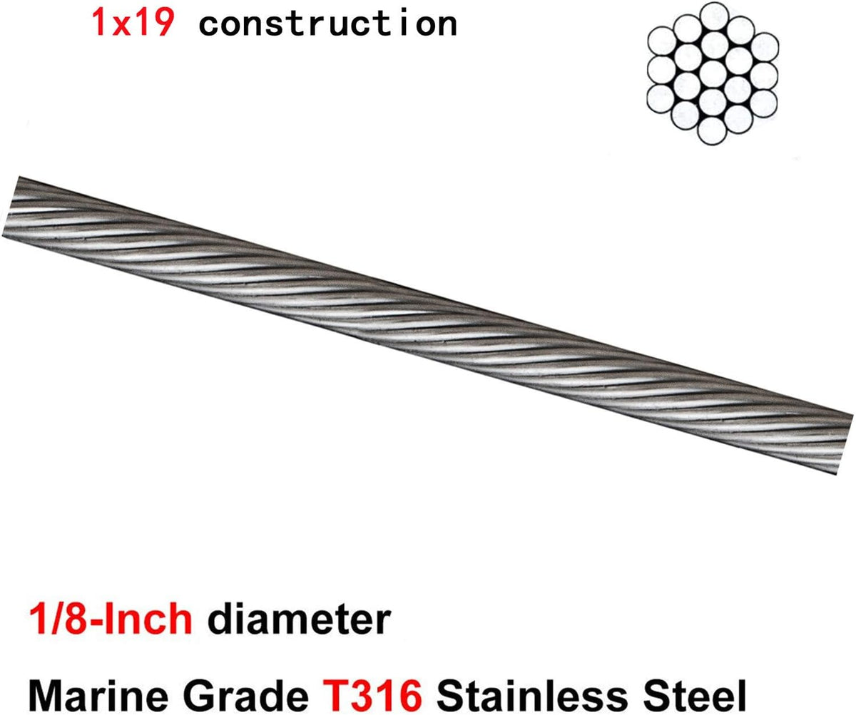 T316 Stainless Steel Wire Rope 1/8 1x19 Cable Railing M9110