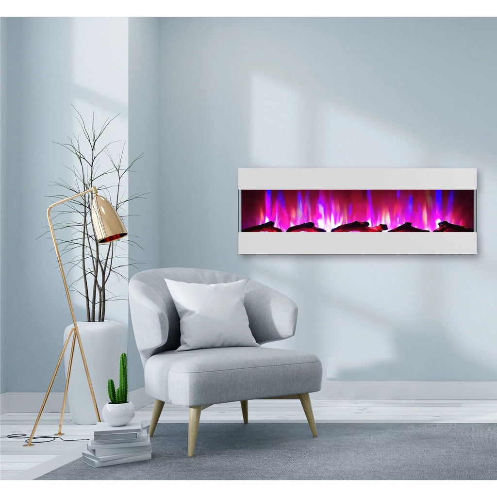 60 In. Recessed Electric Wall Mounted Fireplace Heater with Multi-color Flame E10318