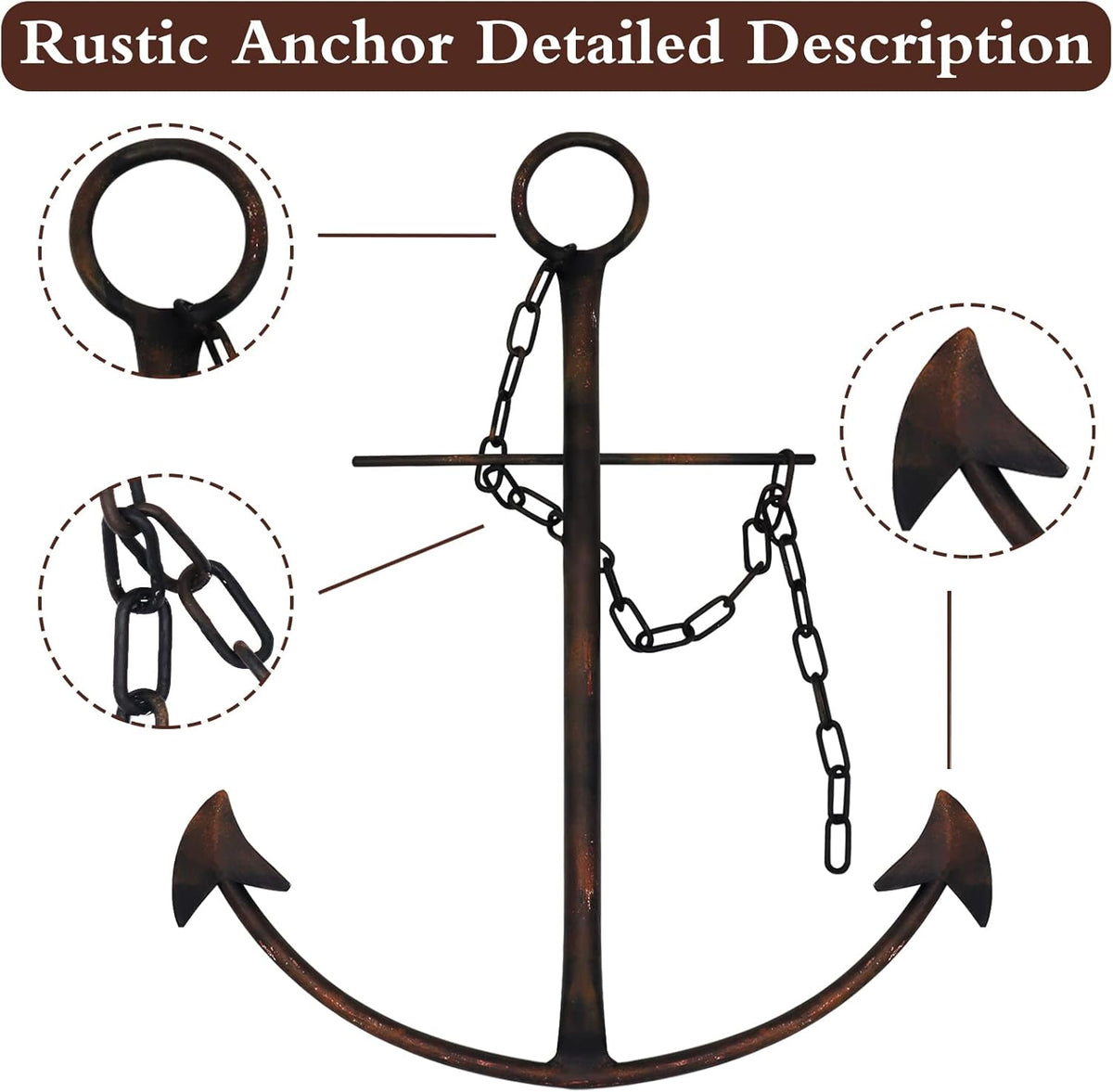 Antique Metal Anchor Wall Decor with Chain, Pack of 2 Y30980