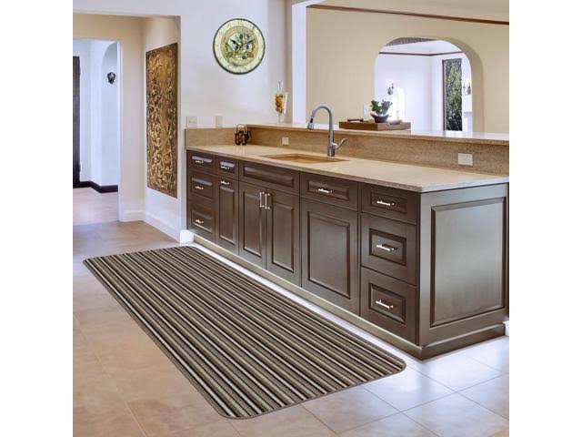 Mocha Brown Stripe Skid-Resistant Carpet Runner 8 ft. x 36 in. V238