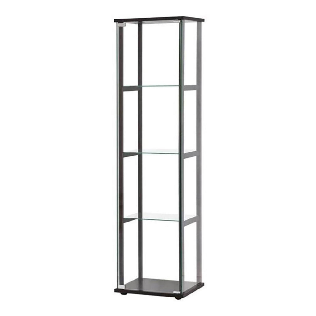 4 Shelf Glass Curio Cabinet in Black Y945