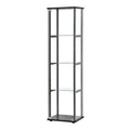 4 Shelf Glass Curio Cabinet in Black Y945
