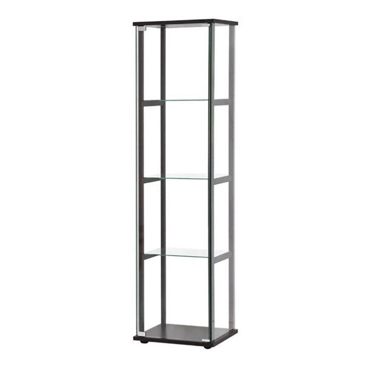 4 Shelf Glass Curio Cabinet in Black Y945