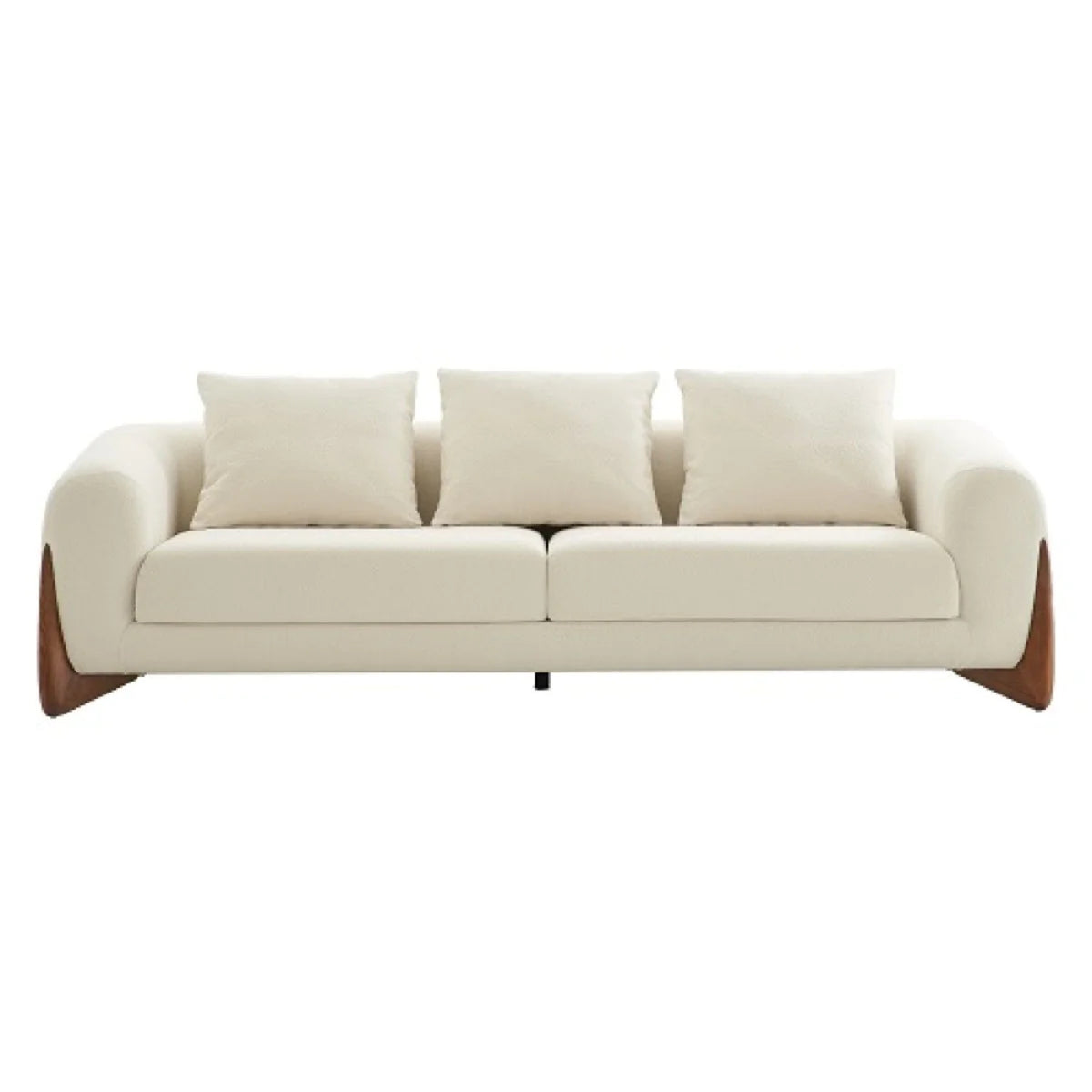 Cream Fabric Walnut Wood Sofa V558751