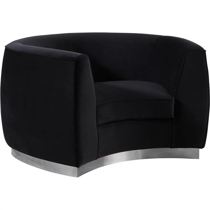 Velvet Accent Chair and Chaise 2-Piece Set Black Chrome C529
