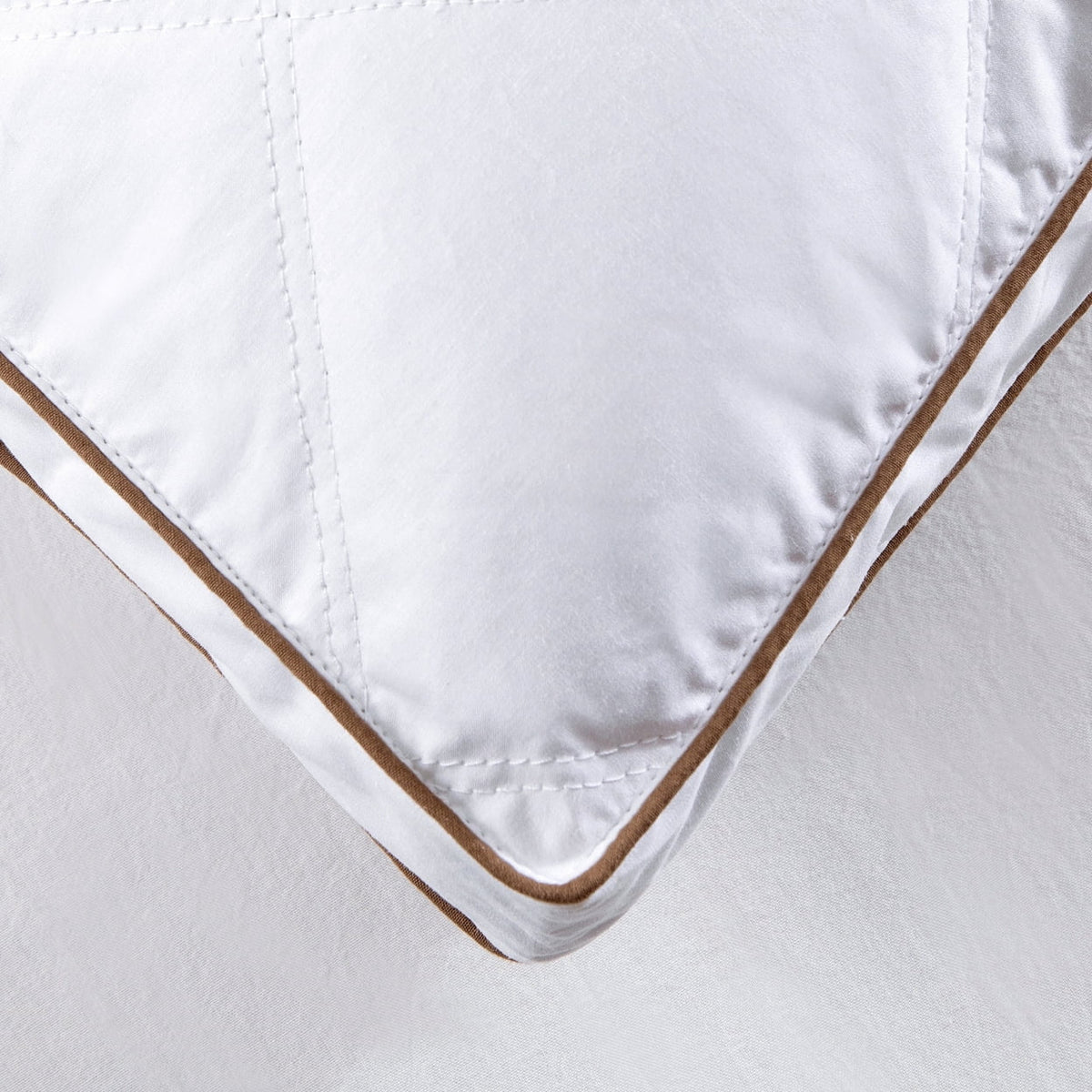 Set of 2 Natural Goose Down Feather Gusseted Pillows Cotton Cover Y273