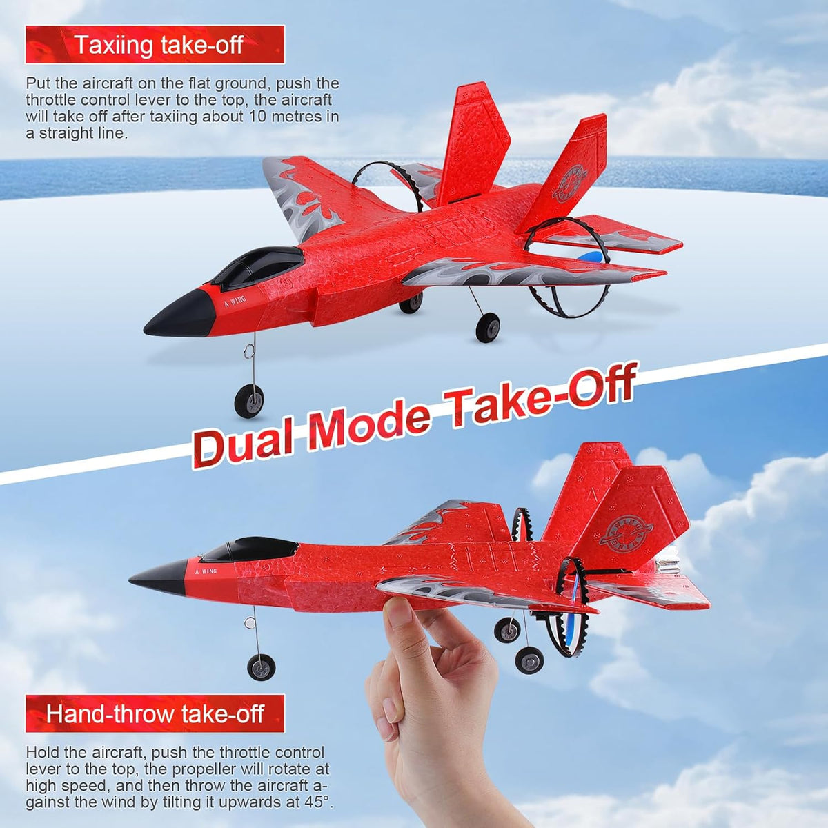 Red 2CH Remote Control Fighter Airplane U87817