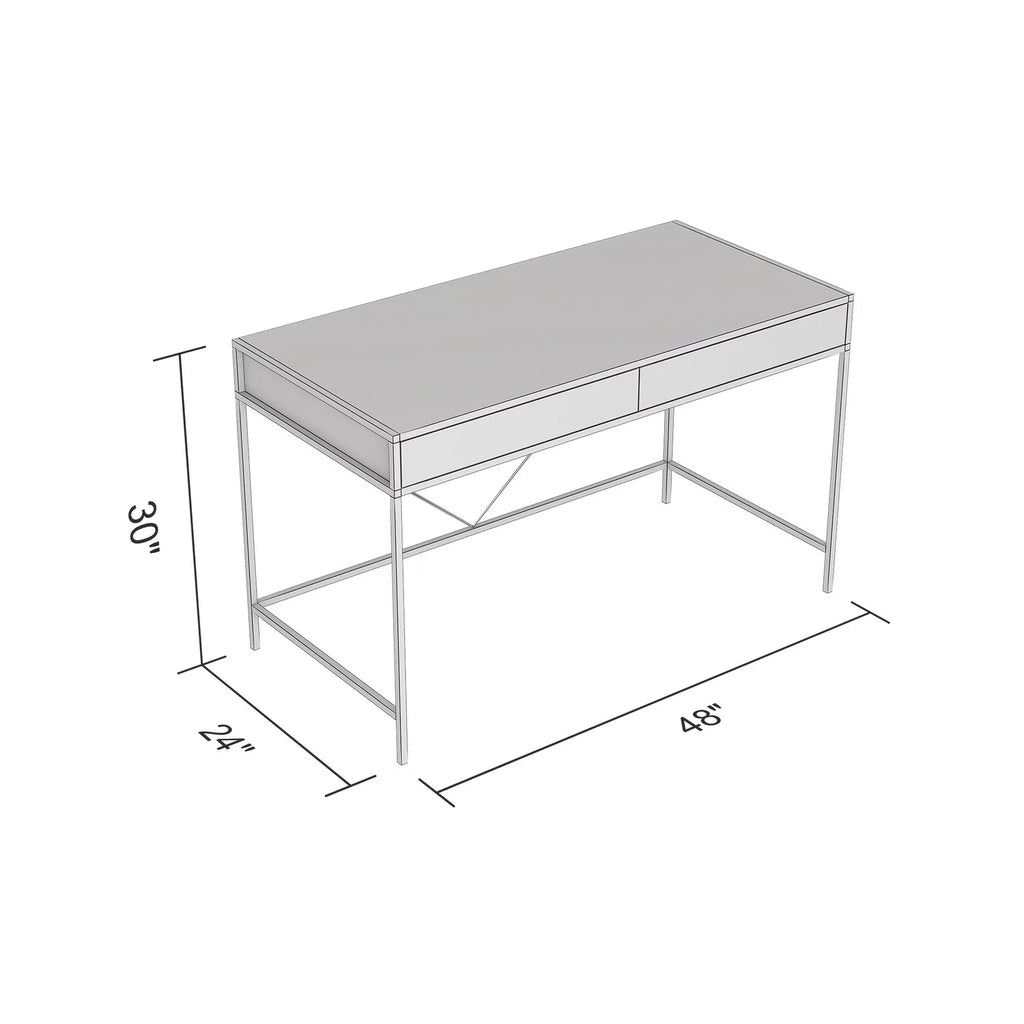49"L 2-Drawers Black Metal Computer Desk W763