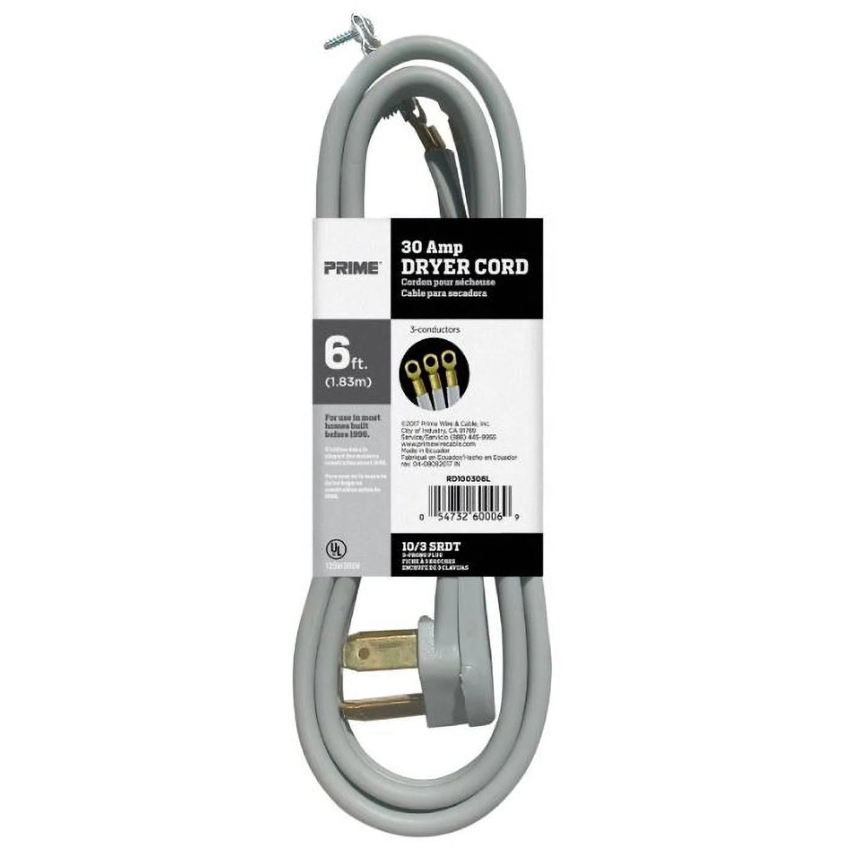 3 Pack 30 Amp 3-Wire Dryer Cord L121
