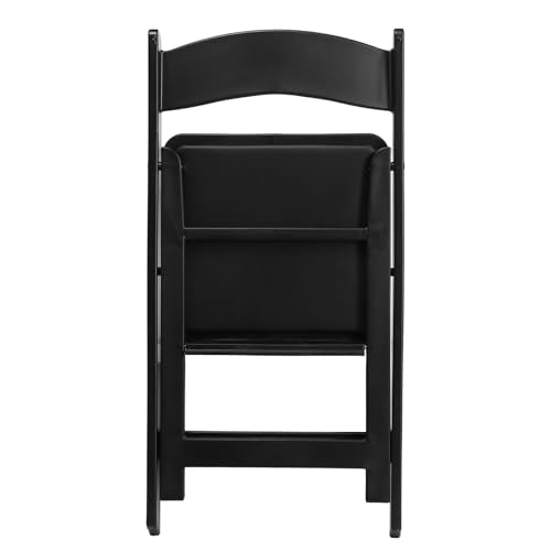 Black Resin Stackable Folding Chair with Padded Seats H379018