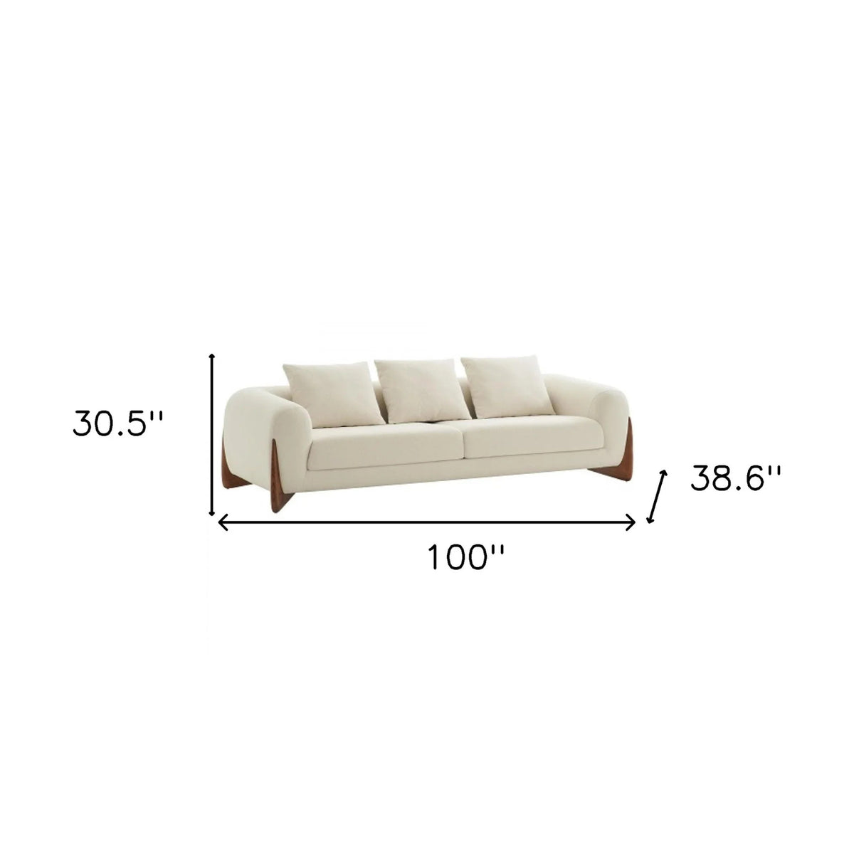 Cream Fabric Walnut Wood Sofa V558751