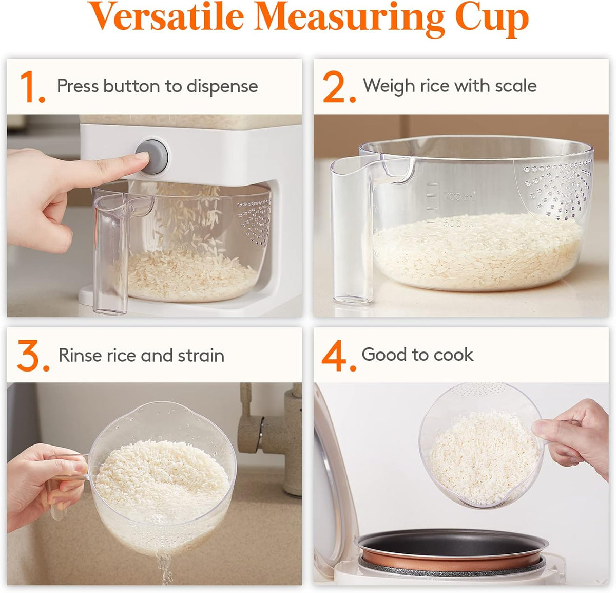 Rice Dispenser 25 Lbs (11.3kg) Rice Storage Container W334519