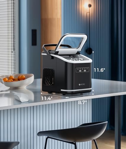 Portable Countertop Ice Maker with Self-Cleaning, 9 Bullet Ice Cubes, Black D33595