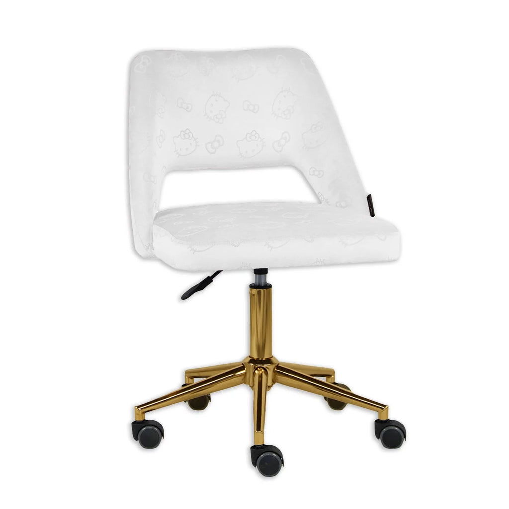 White Velvet Swivel Vanity Chair with Wheels Q4013