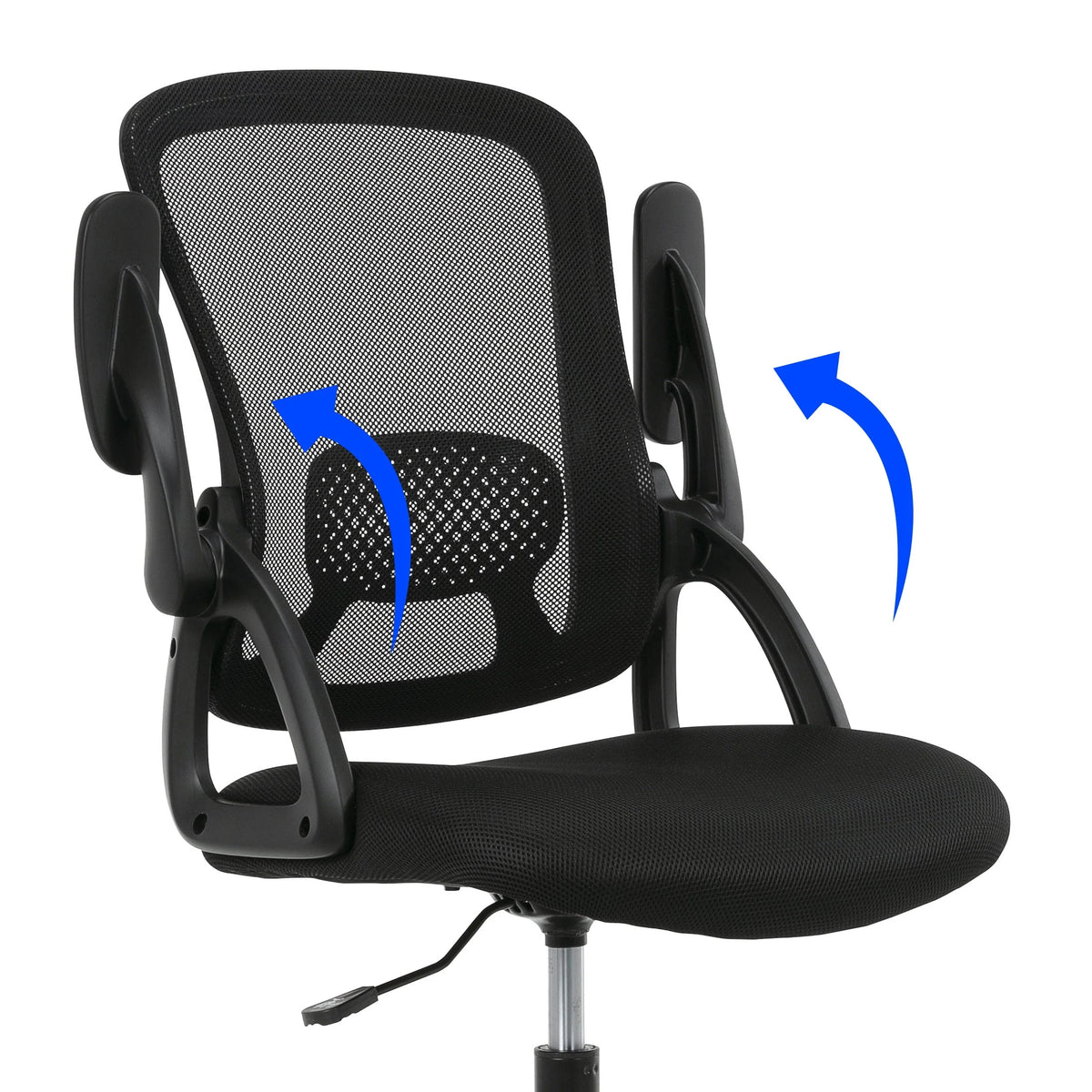 Black Fabric Ergonomic Mesh Back Office Chair with Flip-up Arms R5090