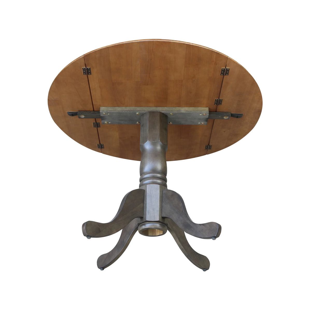 42" Round Solid Wood Dual Drop Leaf Pedestal Table B479