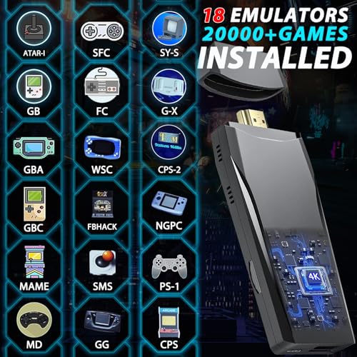 Wireless Retro Game Console Stick with 20000+ Games, 4K HDMI, 2 Controllers M41717