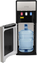 Silver Grey Hot & Cold Water Cooler Dispenser with Storage Cabinet and Child Safety Lock Y52728