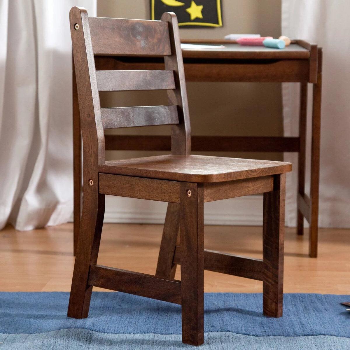 Child Study Desk and Chair Set Walnut Finish E912