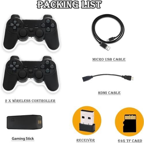 Wireless Retro Game Console Stick with 20000+ Games, 4K HDMI, 2 Controllers M41717