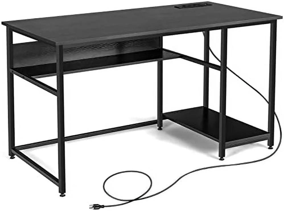 55 Inch Computer Desk with 4 Power Outlets & 2 USB Ports T1643