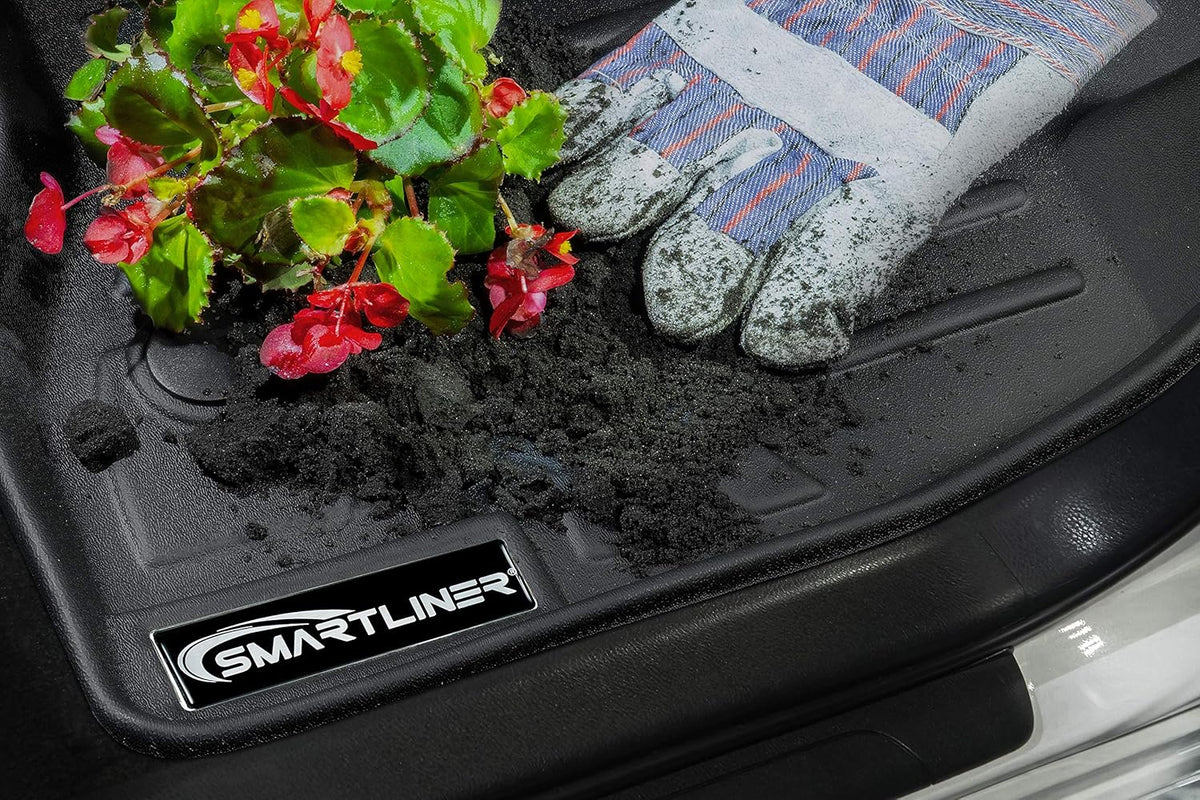 Black 2 Row Floor Mats Liner Set C521