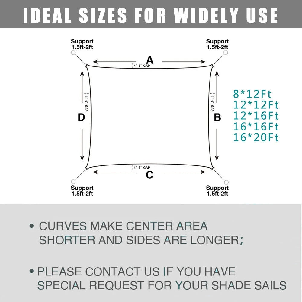 Waterproof Shade Sail Sun Canopy Cover H9576