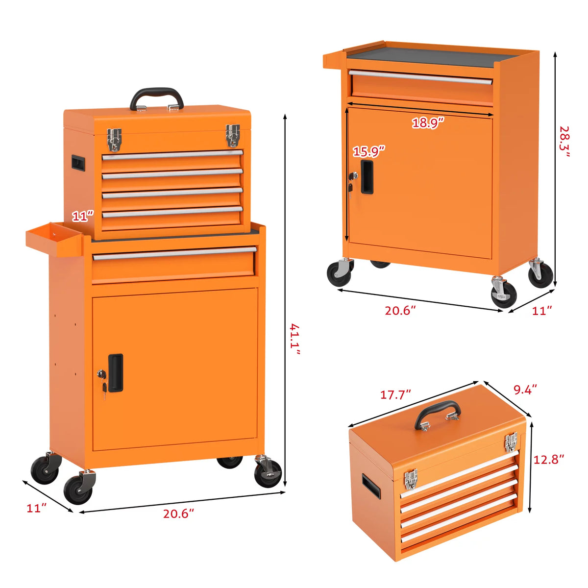 Orange 5-Drawer Rolling Steel Tool Chest with Lockable Drawers H617803