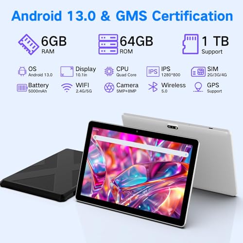 10.1 inch 4G LTE Tablet with SIM Card Slot, 64GB Storage K5358