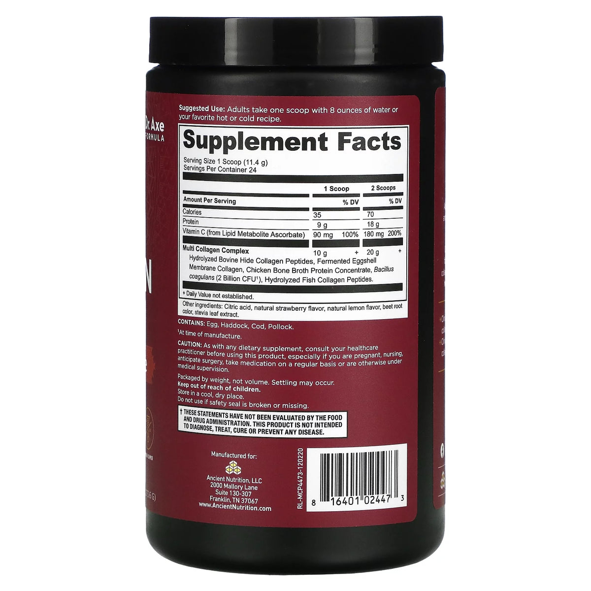Multi Collagen Protein, Strawberry Lemonade, 9.65 oz D1903