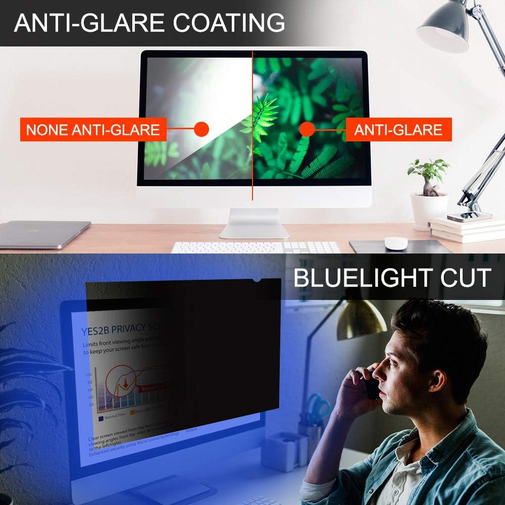 26 Inch Monitor Privacy Screen Filter for 16:10 Widescreen Display, Anti Spy, Blue Light Blocking, Anti Glare, Pack of 2 E5695