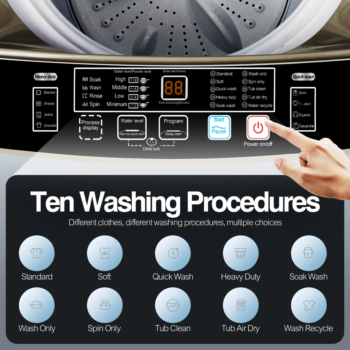 Portable 17.7 lbs Full Automatic Washing Machine C812042