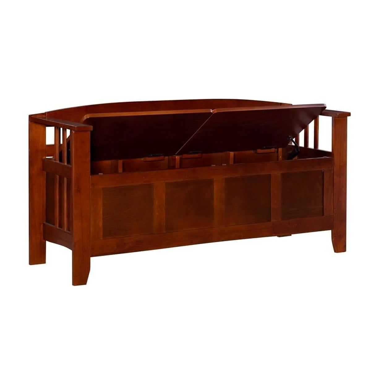 17" Split Seat Wood Storage Bench in Walnut Brown V992113