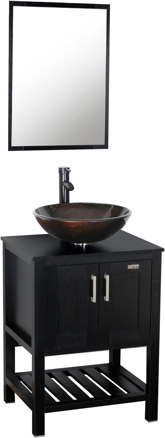 24 inch Bathroom Vanity with Ceramic Vessel Sink and Faucet E41577