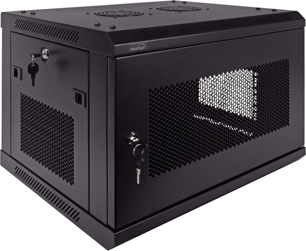 6U Wallmount Cabinet Enclosure 19-Inch Server Network Rack with Locking Perforated Door Black B9327