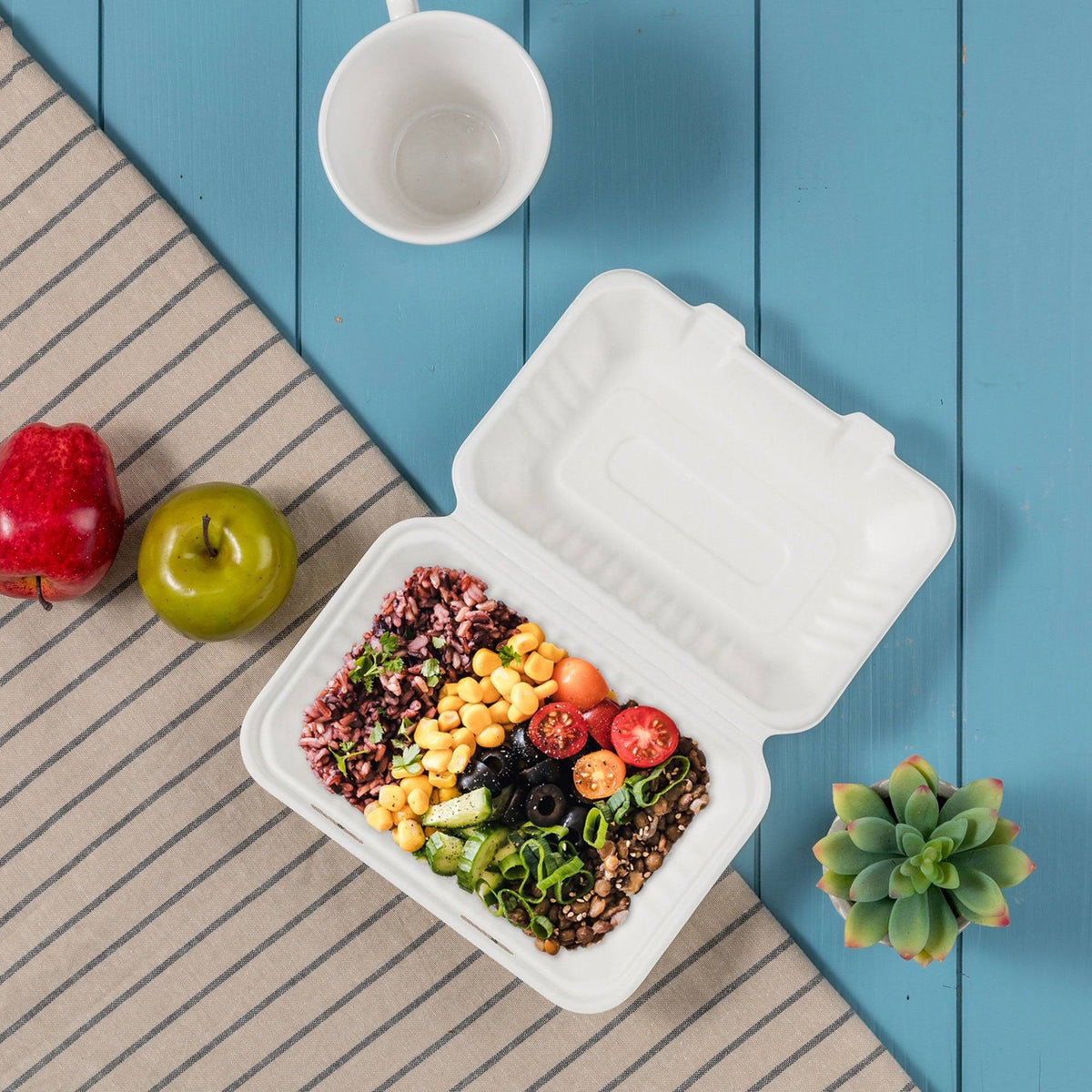 9 inch Compostable Disposable Sugarcane Clamshell Containers, 300 Pack W465227