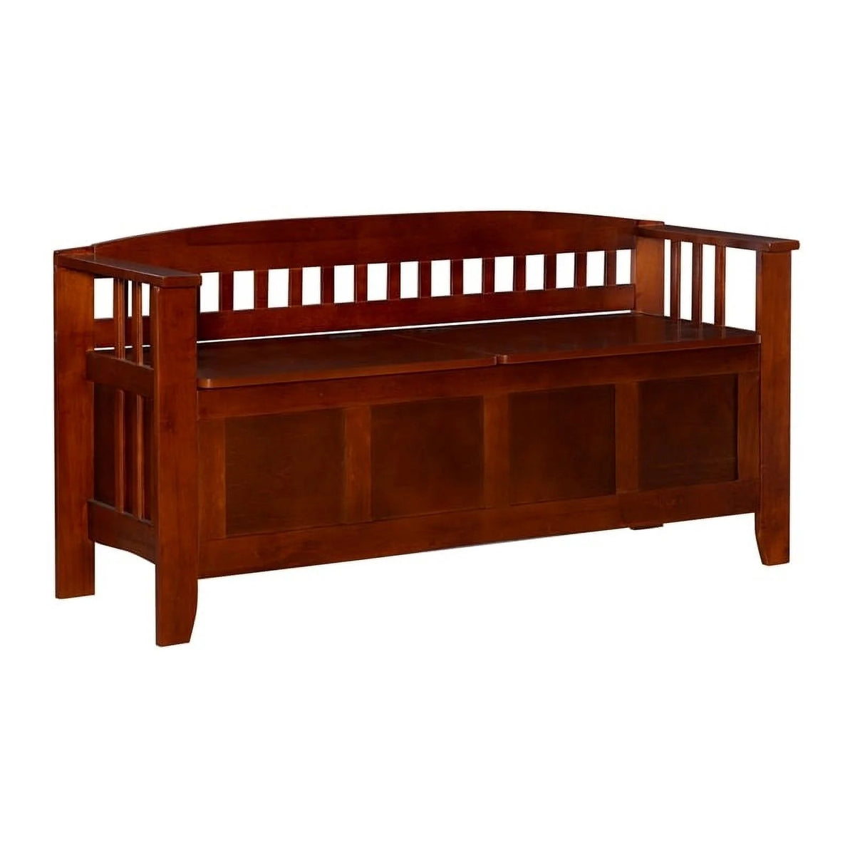 17" Split Seat Wood Storage Bench in Walnut Brown V992113