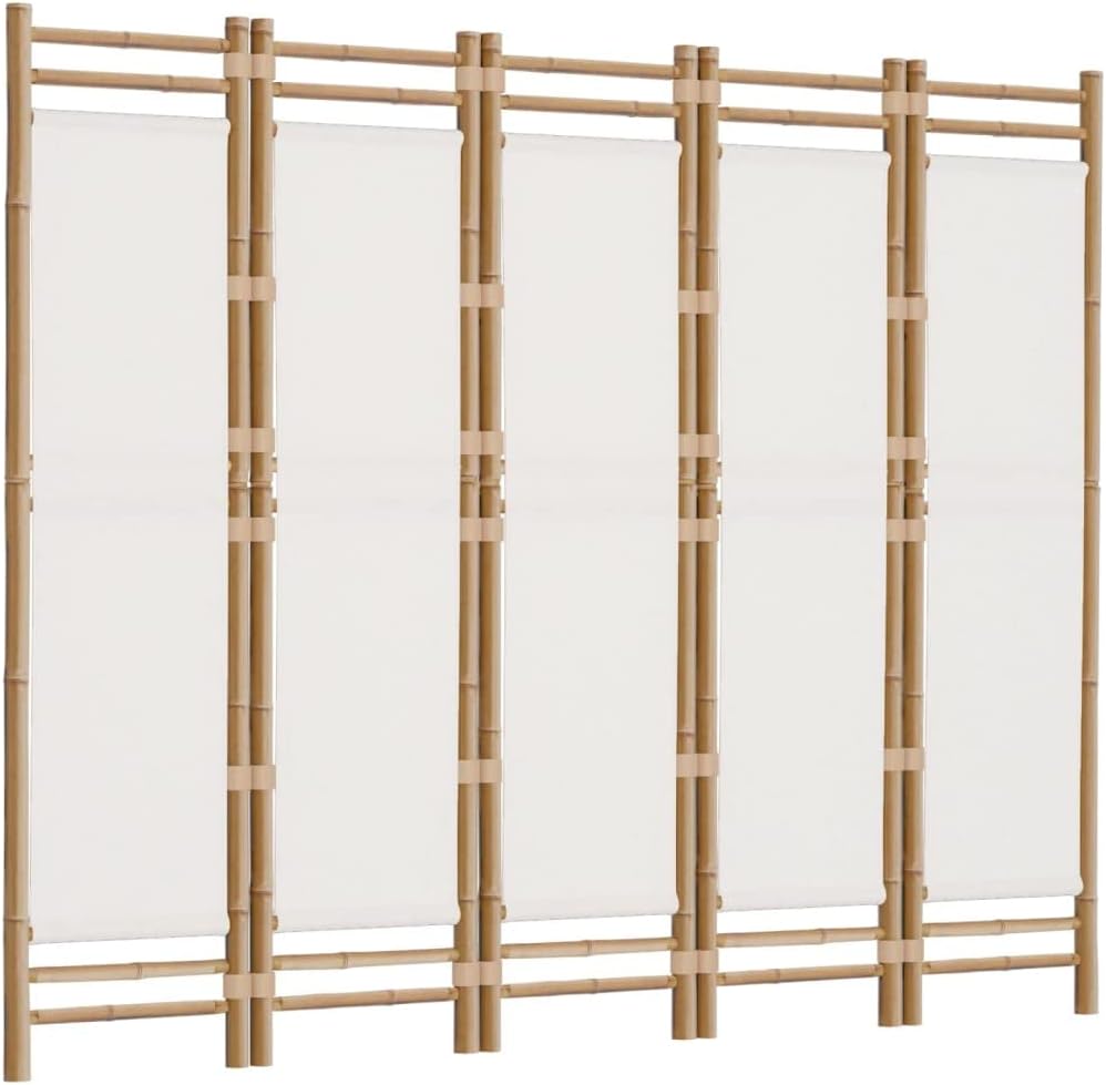 78.7" Bamboo and Canvas Folding Room Divider S721