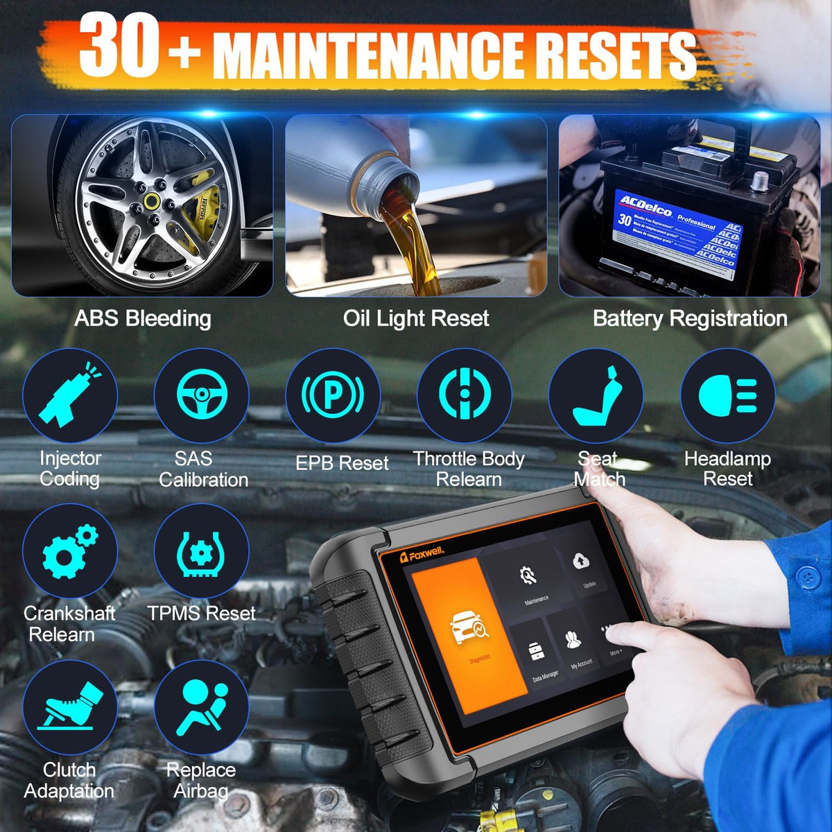 Bidirectional OBD2 Scanner with 30+ Services, Active Test, ABS/Oil/Injector Coding T25129