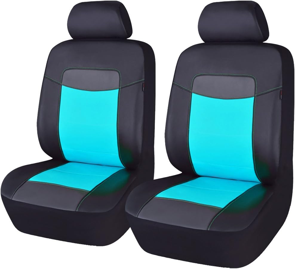 Black Water Blue Leather Car Seat Covers Pack of 2 I6558