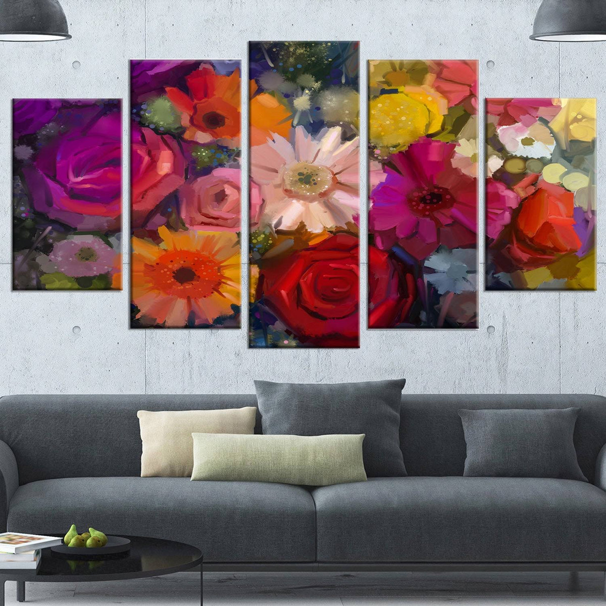 Purple Floral Canvas Artwork Print 60 in. Wide x 28 in. High C321649