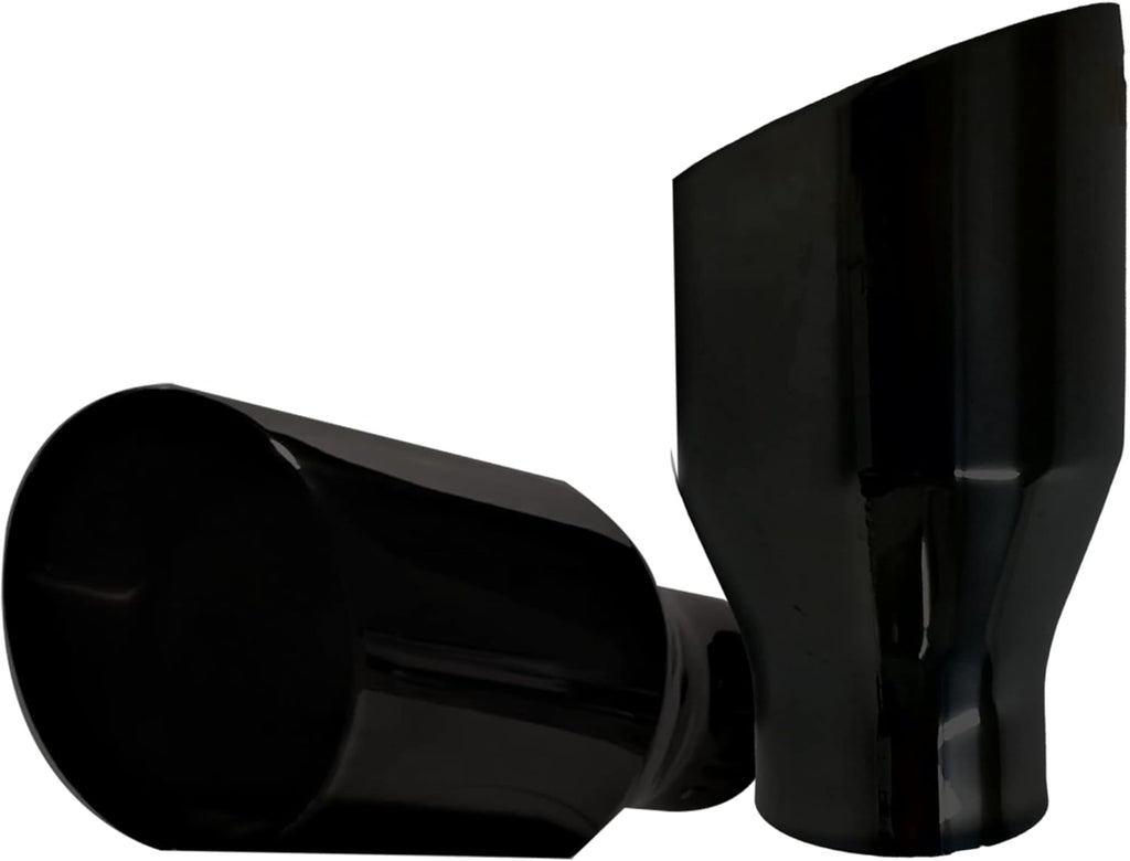 2.25 inch Inlet to 4 inch Outlet Stainless Steel Double Wall Black Chrome Weld-on Exhaust Tip 2 Pack Q36943