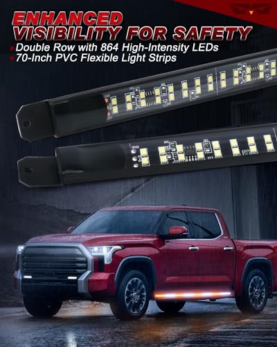 2PCS 70 Inch White Amber LED Strobe Light Strip D699