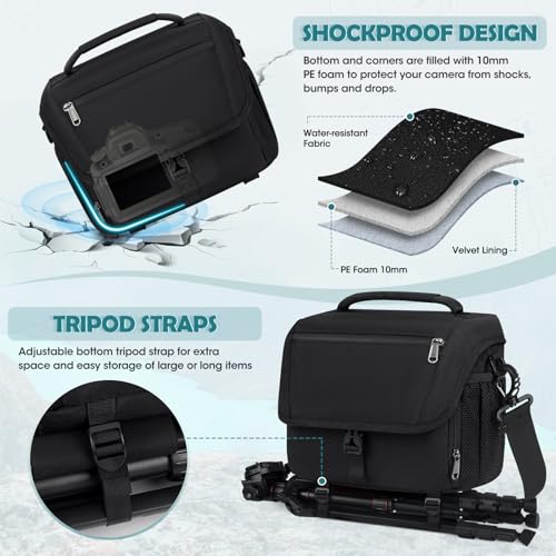 Black Waterproof Camera Sling Bag with Tripod Holder S513