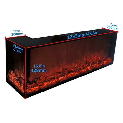 Black L-shaped Recessed Electric Fireplace with Remote Control R417