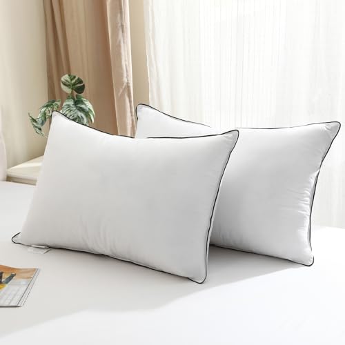 Medium Firm Goose Down king size pillows set of 2, 1000TC Organic Cotton Cover, Polyester 20"x36" E98619